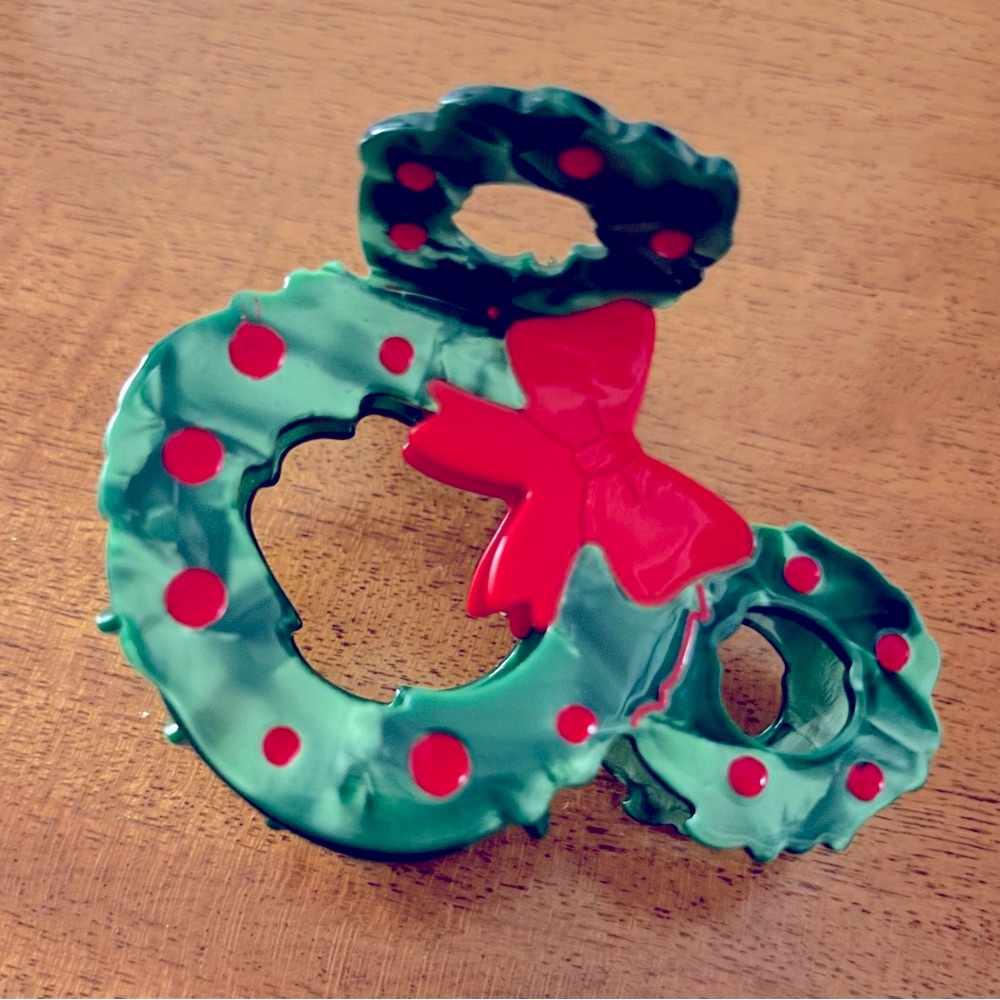 Disney Inspired Mickey Mouse Christmas Wreath Hair Clip